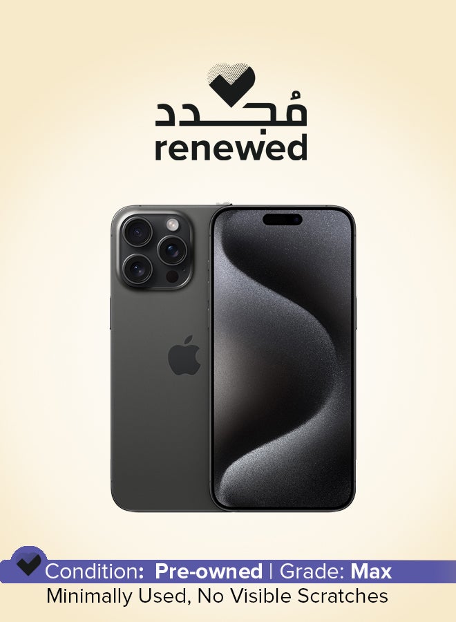 Apple Renewed - iPhone 15 Pro Max 256GB Black Titanium 5G With FaceTime - Middle East Version - Image 1