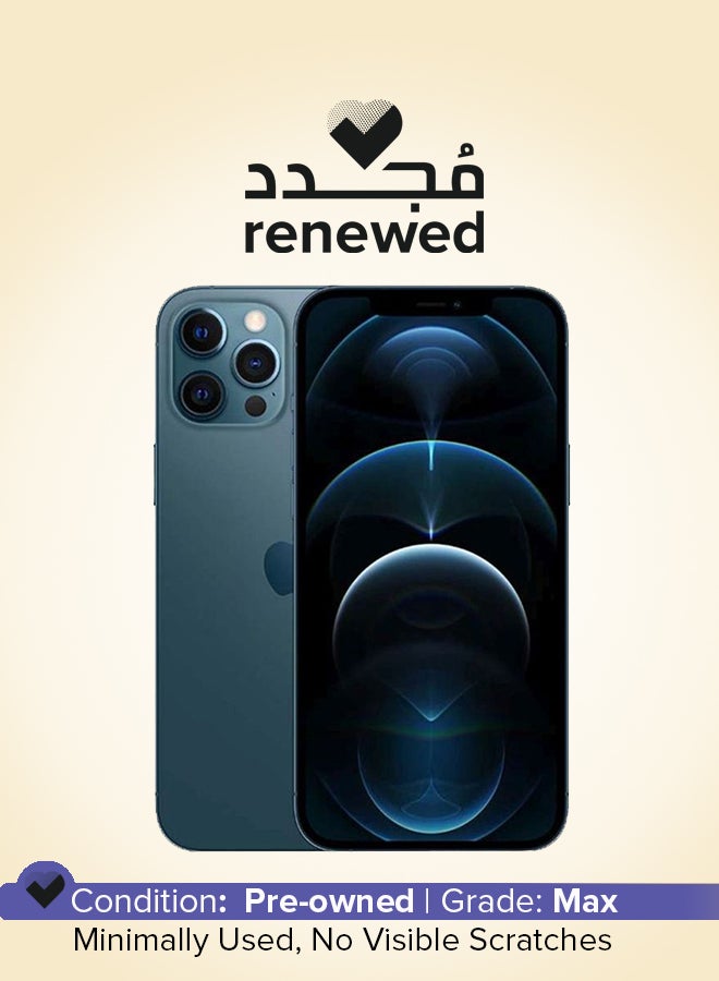 ابل  مجدد - هاتف آيفون 12 برو بذاكرة داخلية سعة 256 جيجابايت يدعم تقنية 5G مع تطبيق فيس تايم بلون أزرق محيطي - Image 1