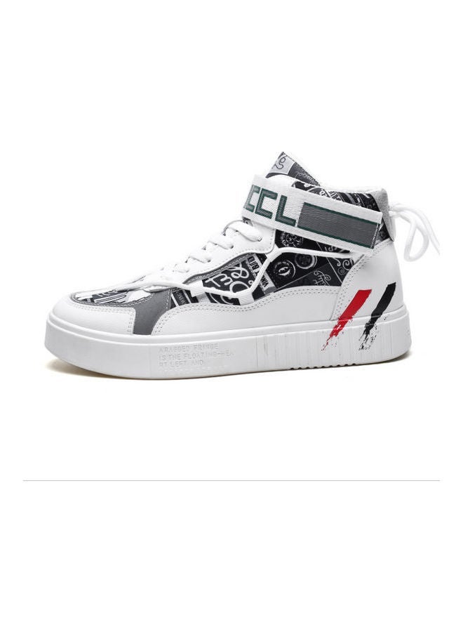 Beauenty Lace-Up High Top Sneakers White/Black/Red  - Image 2