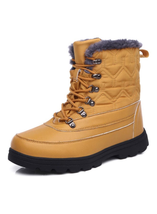 Beauenty Waterproof Effect Lace Up Casual Boots Yellow/Black  - Image 4