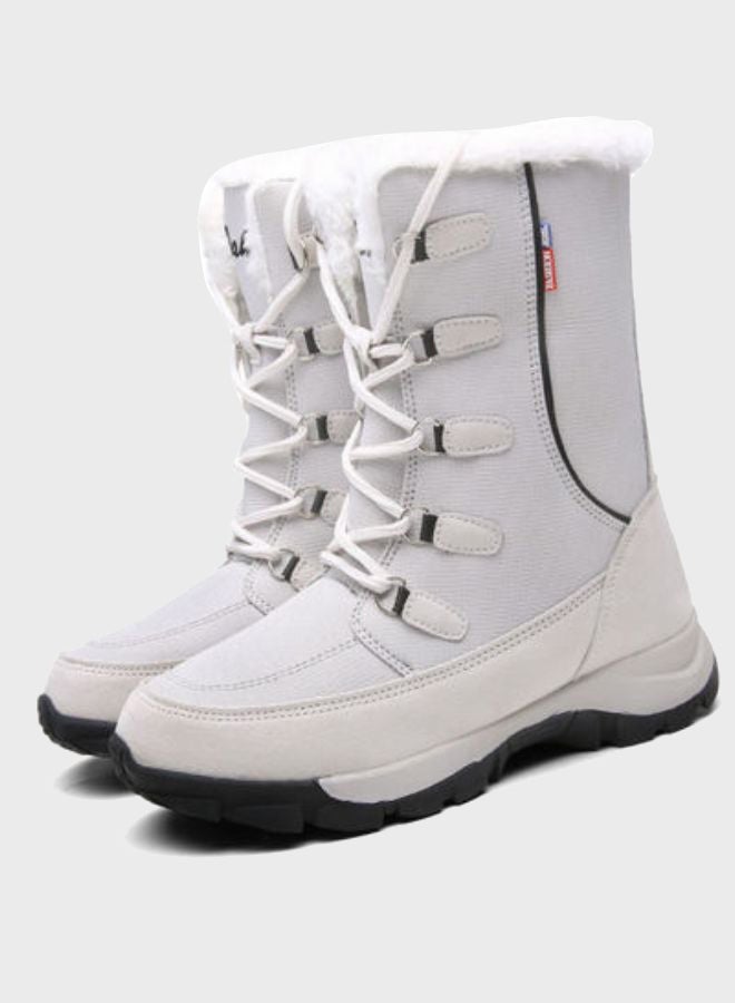 Beauenty Lace-Up Detail Ankle Boots White  - Image 3