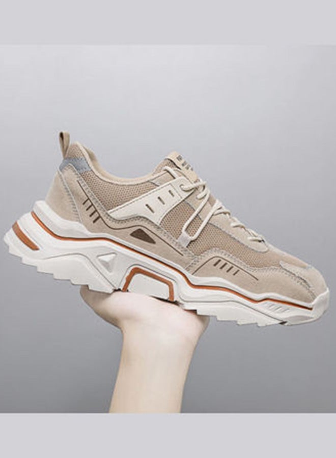 Beauenty Casual Round Toe Lace-Up Low Top Sneakers Brown/White  - Image 1