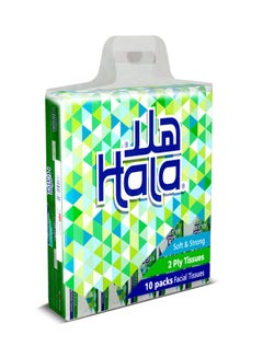 هلا مجموعة عبوات مناديل ورقية للوجه بطبقتين تضم 180 منديلاً مكونة من 10 قطع أبيض  - Image 1