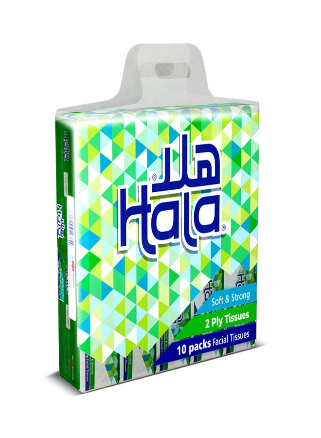 هلا - مجموعة عبوات مناديل ورقية للوجه بطبقتين تضم 180 منديلاً مكونة من 10 قطع أبيض - Image 1