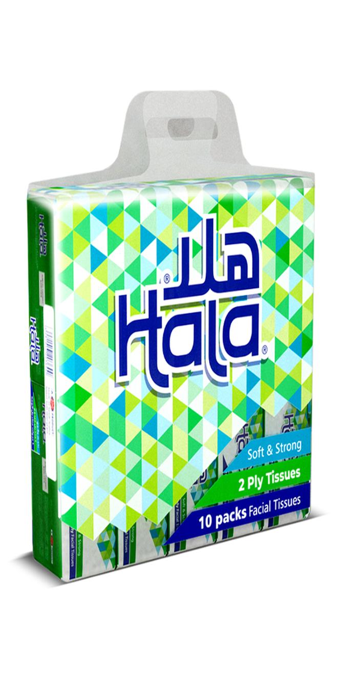 Hala Facial Tissues Pack Of 10 Boxes, 160 Sheets X 2Ply White - Image 1