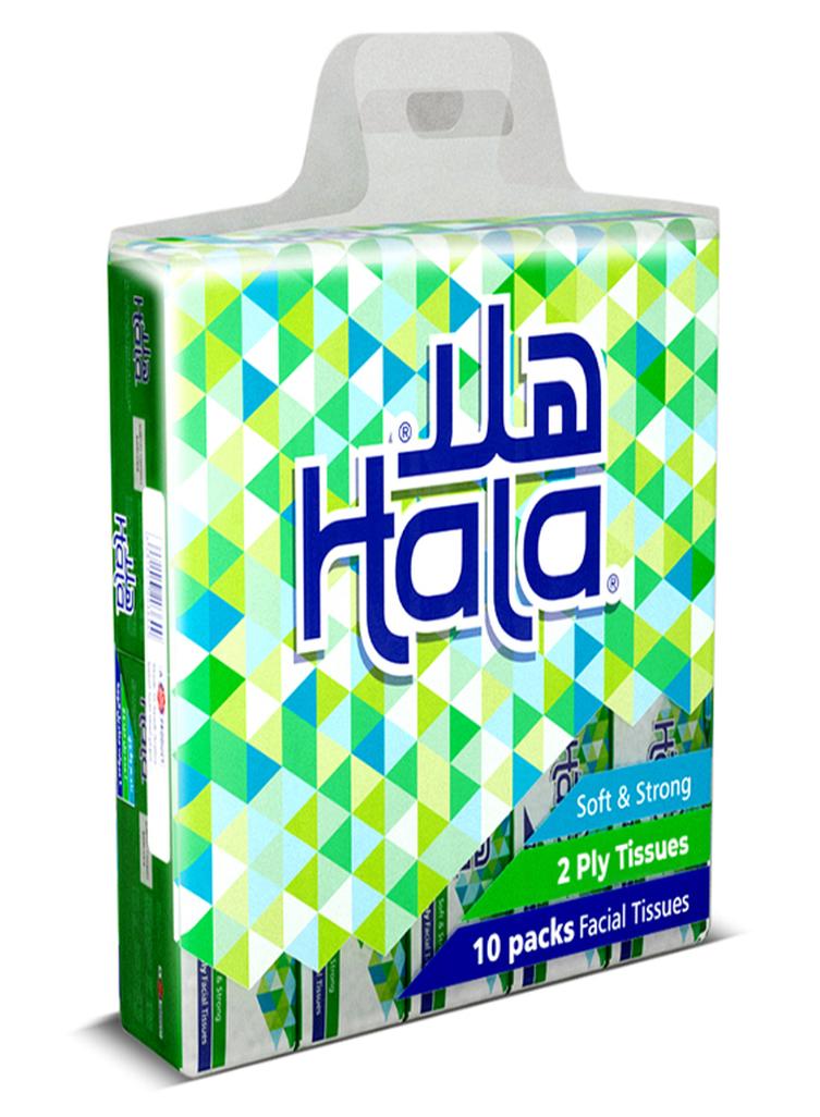 هلا مجموعة عبوات مناديل ورقية للوجه بطبقتين تضم 180 منديلاً مكونة من 10 قطع أبيض - Image 1