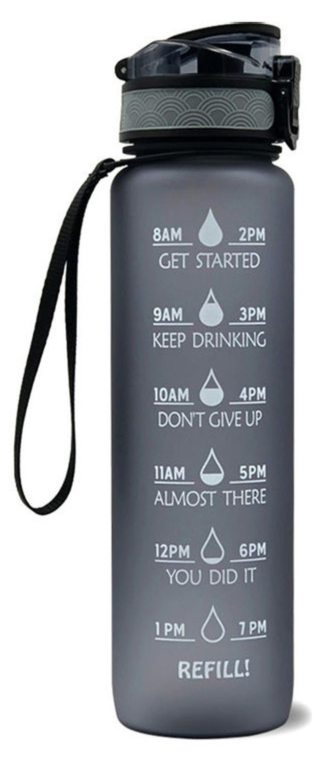 Sports Water Bottle with Time Marker BPA Free & Leak proof Portable Reusable Drinking Kettle Fitness Sport 1L Water Jug for Men Women Kids Student to Camping Office School Gym Workout 29.5*5*7.5cm 29.5*5*7.5cm - Image 1