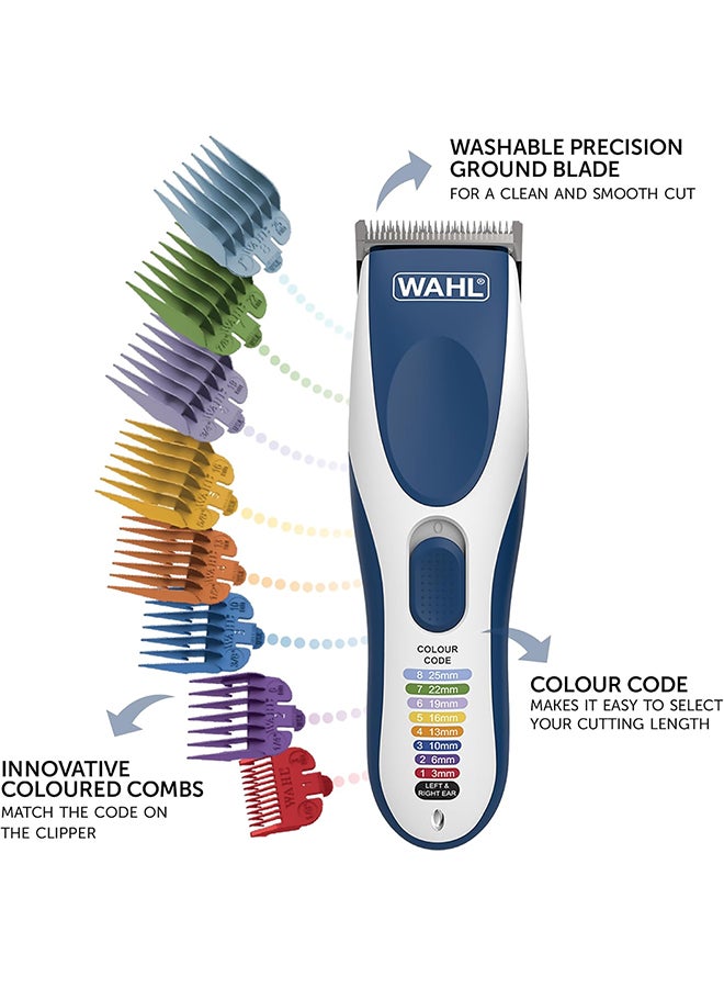 WAHL WAHL Color Pro Cordless Hair Clipper Kit, Rechargeable Hair Clipper, Detail Trimmer, Mini Foil Shaver, 12 Colour Coded Comb Attachments, 60 Minutes Run Time, Blue/White Trimmer (09649-1627) Multicolour  - Image 2