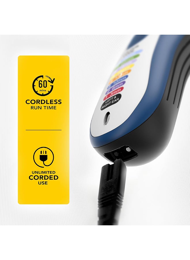 WAHL WAHL Color Pro Cordless Hair Clipper Kit, Rechargeable Hair Clipper, Detail Trimmer, Mini Foil Shaver, 12 Colour Coded Comb Attachments, 60 Minutes Run Time, Blue/White Trimmer (09649-1627) Multicolour  - Image 4
