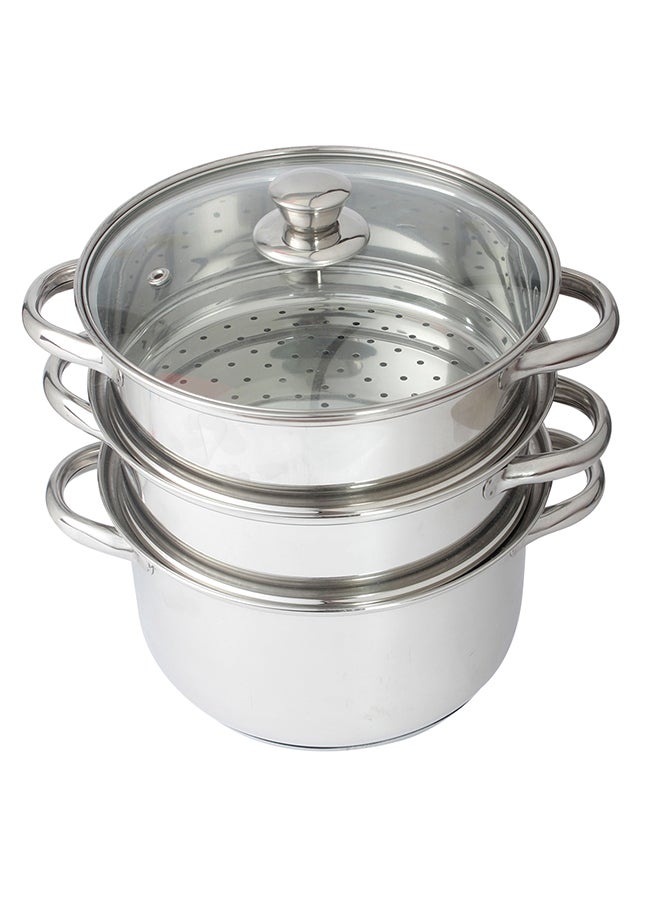 Stilo 3-Tier Steamer Silver 24cm - pnsku/N42560227A/45/_/1739788951/48793f33-bce2-4a96-8b92-4e55848f2e6f