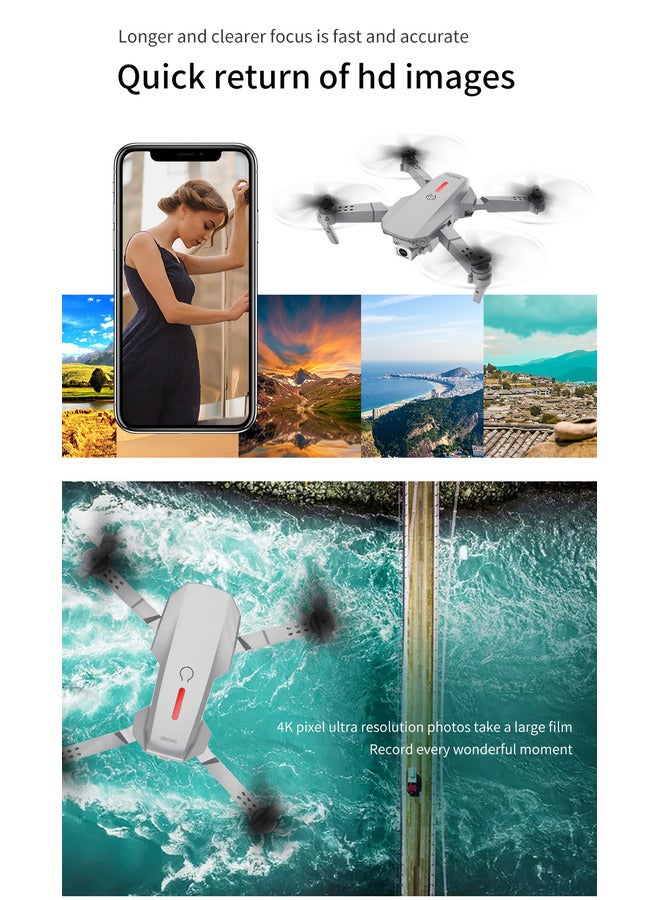Generic - LS-E525 RC Drone with Camera 4K Drone Dual Camera WiFi FPV Drone Headless Mode Altitude Hold Gesture Photo Video Track Flight 3D Filp RC Qudcopter Assorted - Image 1