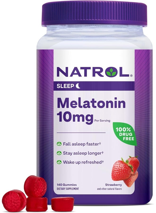 NATROL Melatonin Strawberry Flavor 10Mg 140 Gummies Packaging May Vary  - Image 2