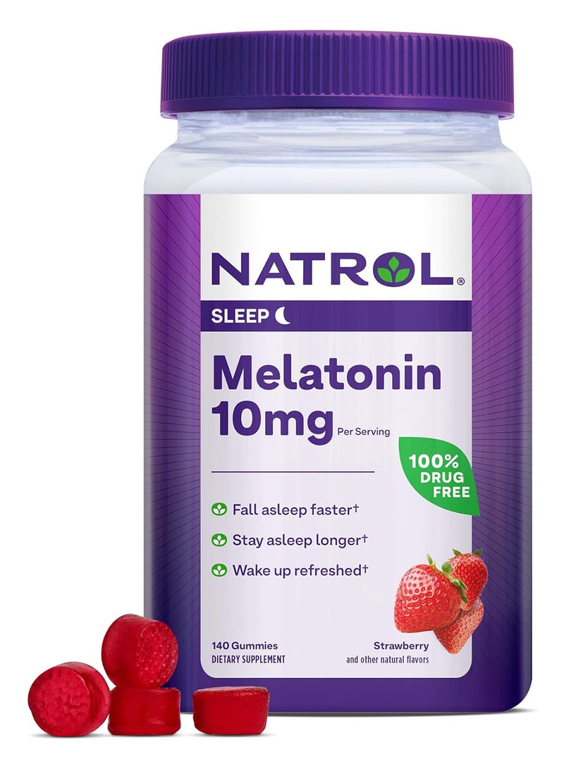 Natrol Melatonin 10mg, Strawberry 140 Gummies Packaging may vary - Image 1
