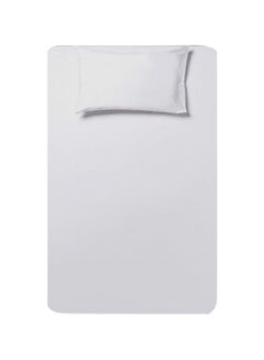 RISHAHOME 2-Piece 180 TC Premium Collection Single Size Bedsheet And Pillow Case Set Includes 1x Bedsheet 147x240 cm, 1x Pillow Case 50x75 cm Cotton White 