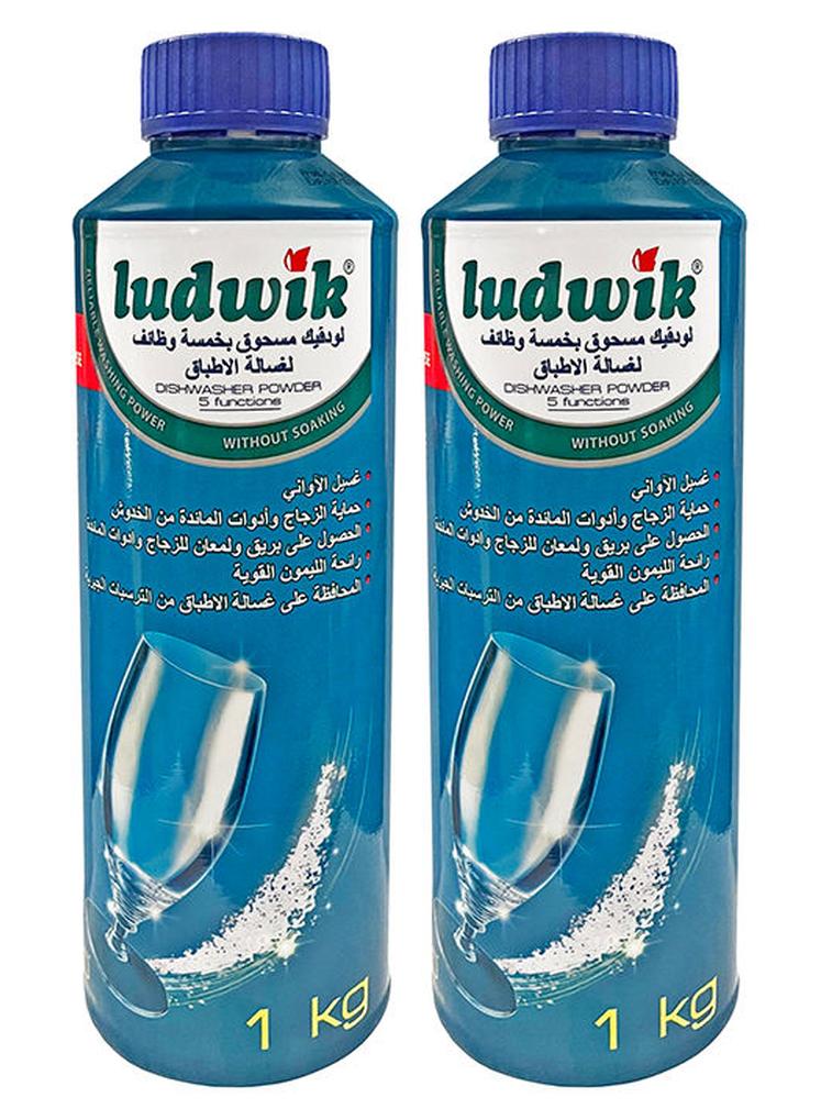 طقم مسحوق غسالة أطباق متعدد الوظائف مكون من قطعتين أزرق/ أبيض 1كيلوجرام