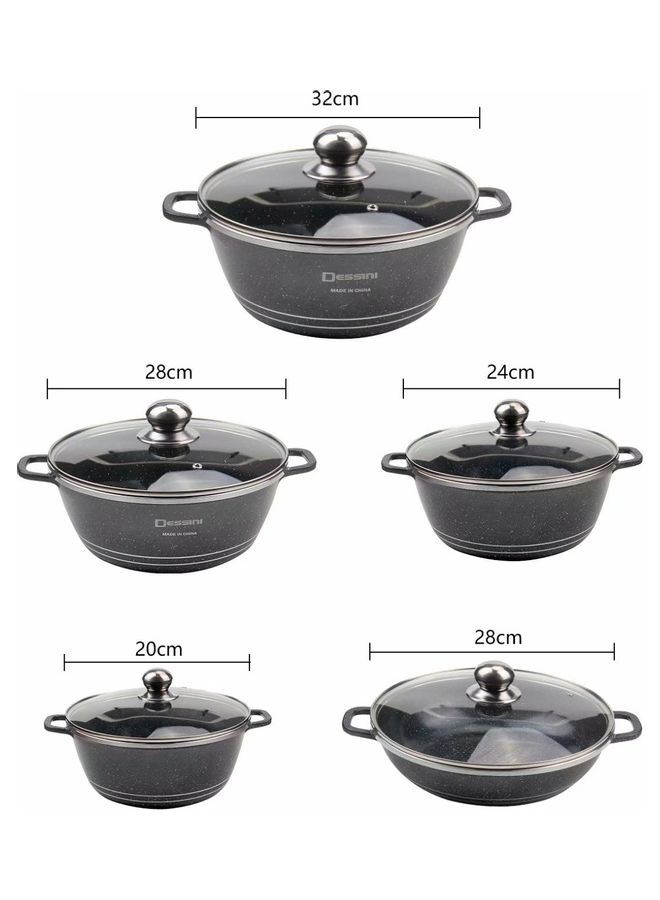 ديسيني طقم أواني طهي مكون من 10 قطع أسود - Image 2