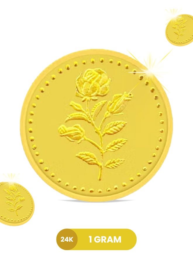 Javeri Jewellery 24 Karat 1g Gold Flower Design Coin  - Image 1