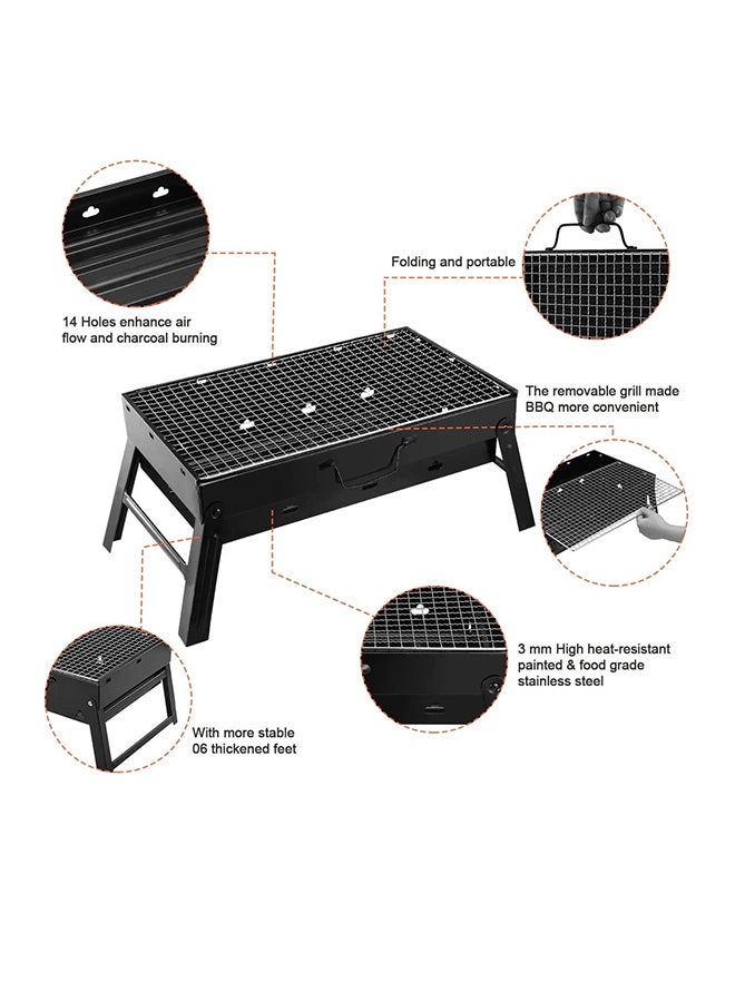 Portable BBQ Charcoal Grill Black 20x35x27cm - Image 2