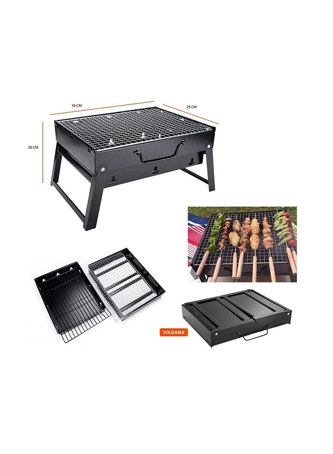 Portable BBQ Charcoal Grill Black 20x35x27cm - Image 3