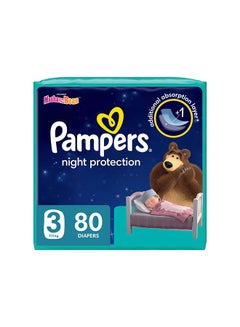 Baby Dry Night Diapers For Extra Sleep Protection Size 3, 80 Count