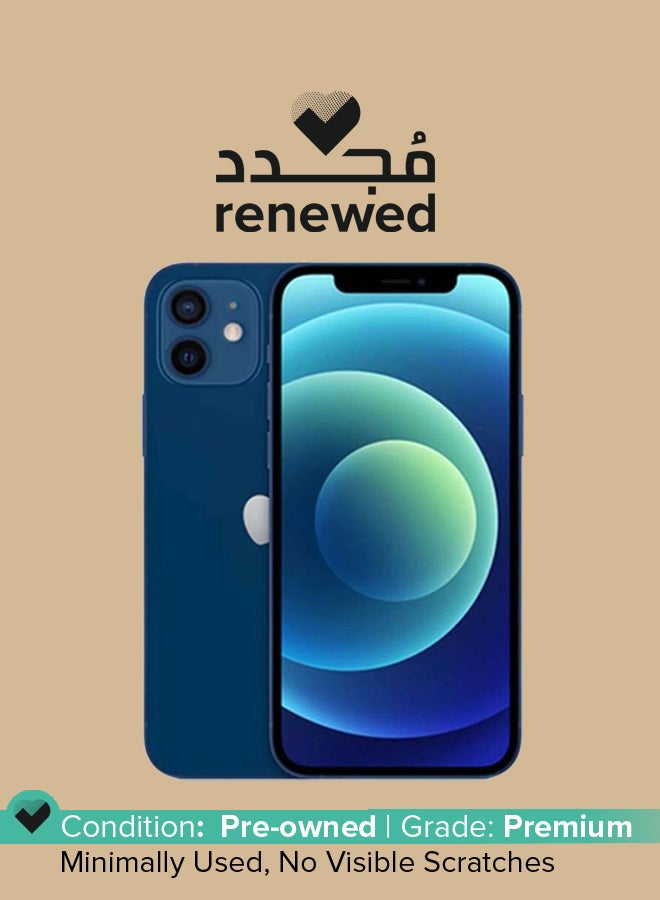ابل  مُجدد - آيفون 12 مع تطبيق فيس تايم بذاكرة داخلية 256 جيجابايت بتقنية 5G - إصدار الشرق الأوسط - لون أزرق - Image 1