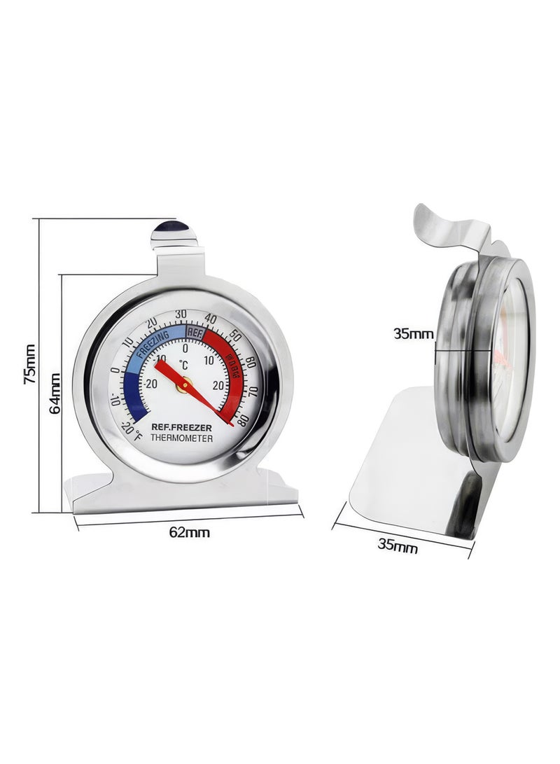 Cuisine Art 2-Pack Stainless Steel Refrigerator Thermometer, Fridge & Freezer Temperature Monitor, Analog Gauge with Easy-Read Dial, Durable Kitchen Safety Tool ,Refrigerator Thermometer, Fridge Temperature Monitor, Freezer Thermometer, Stainless Steel Fridge Gauge, Kitchen Safety Tool, Analog Refrigerator Thermometer, Cold Storage Monitor, Food Safety Thermometer, Kitchen Gadgets, Set of 2 Fridge Thermometer, Household Temperature Gauge, UAE Kitchen Accessories. Silver 7.50x6.30x7.00cm Silver 7.50*6.30*7.00cm - Image 3