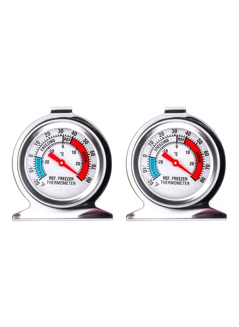 Cuisine Art 2-Pack Stainless Steel Refrigerator Thermometer, Fridge & Freezer Temperature Monitor, Analog Gauge with Easy-Read Dial, Durable Kitchen Safety Tool ,Refrigerator Thermometer, Fridge Temperature Monitor, Freezer Thermometer, Stainless Steel Fridge Gauge, Kitchen Safety Tool, Analog Refrigerator Thermometer, Cold Storage Monitor, Food Safety Thermometer, Kitchen Gadgets, Set of 2 Fridge Thermometer, Household Temperature Gauge, UAE Kitchen Accessories. Silver 7.50x6.30x7.00cm Silver 7.50*6.30*7.00cm - Image 1