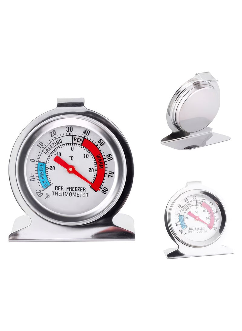 Cuisine Art 2-Pack Stainless Steel Refrigerator Thermometer, Fridge & Freezer Temperature Monitor, Analog Gauge with Easy-Read Dial, Durable Kitchen Safety Tool ,Refrigerator Thermometer, Fridge Temperature Monitor, Freezer Thermometer, Stainless Steel Fridge Gauge, Kitchen Safety Tool, Analog Refrigerator Thermometer, Cold Storage Monitor, Food Safety Thermometer, Kitchen Gadgets, Set of 2 Fridge Thermometer, Household Temperature Gauge, UAE Kitchen Accessories. Silver 7.50x6.30x7.00cm Silver 7.50*6.30*7.00cm - Image 2