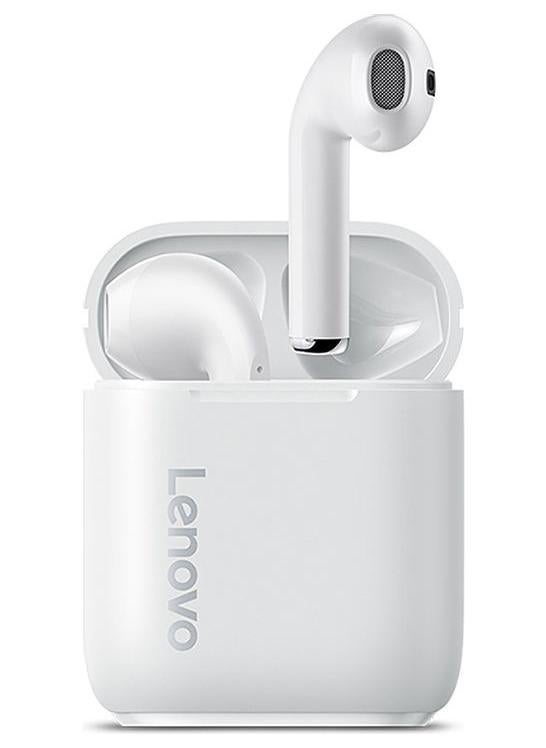 لينوفو سماعة أذن داخلية بتقنية البلوتوث مزودة بغطاء شحن أبيض - Image 1