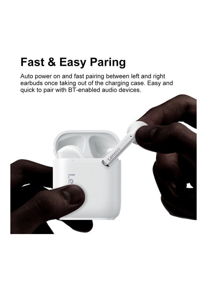 لينوفو سماعة أذن داخلية بتقنية البلوتوث مزودة بغطاء شحن أبيض - Image 5
