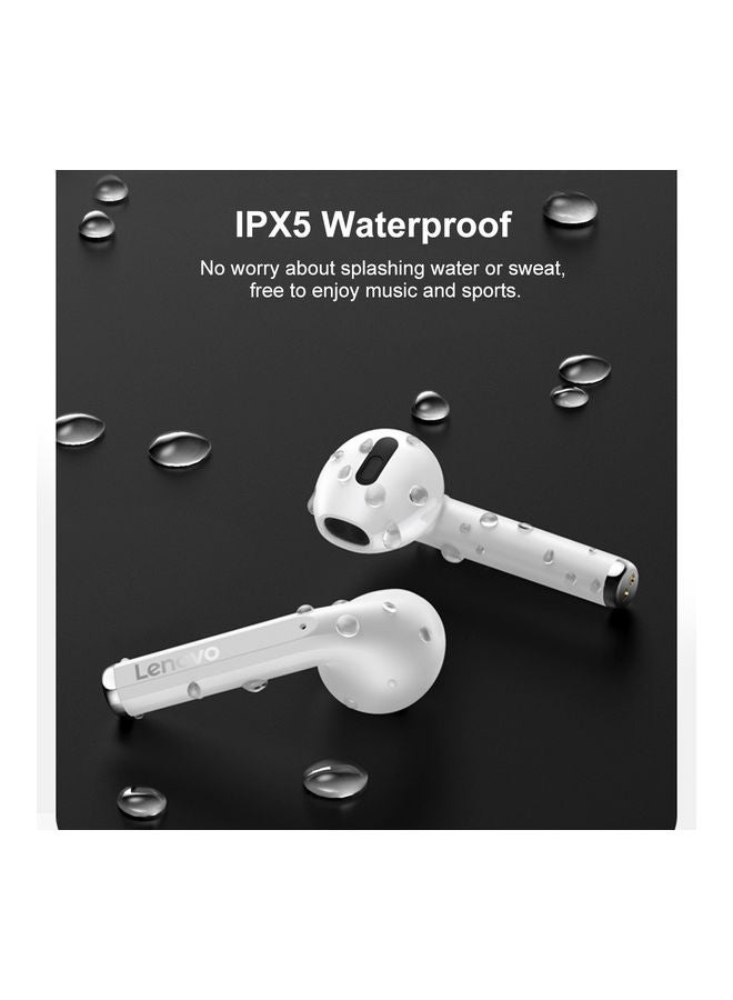 لينوفو سماعة أذن داخلية بتقنية البلوتوث مزودة بغطاء شحن أبيض - Image 4