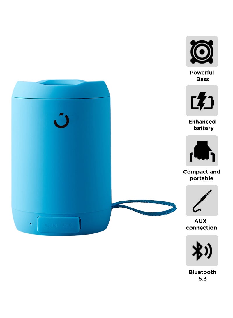 5W Portable Bluetooth Speaker with Attached Strap - Blue