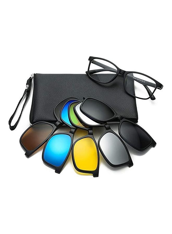 Polarized Mirror Night Vision Glasses 5 Magnetic Clip Black Sunglasses - Image 1