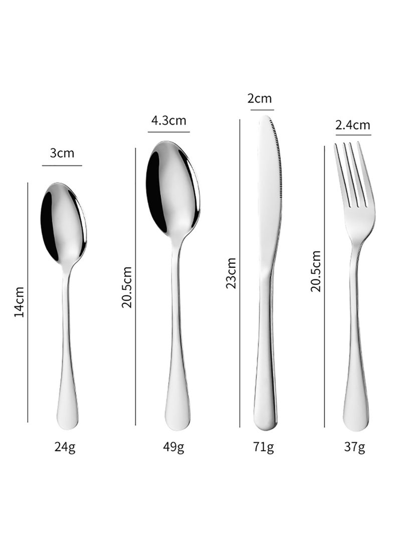 صن هوم طقم أدوات مائدة من الفولاذ المقاوم للصدأ عالي الجودة مكون من 24 قطعة مع سكاكين وشوك وملاعق وأدوات مائدة مصقولة كالمرآة فضي فضي - Image 5