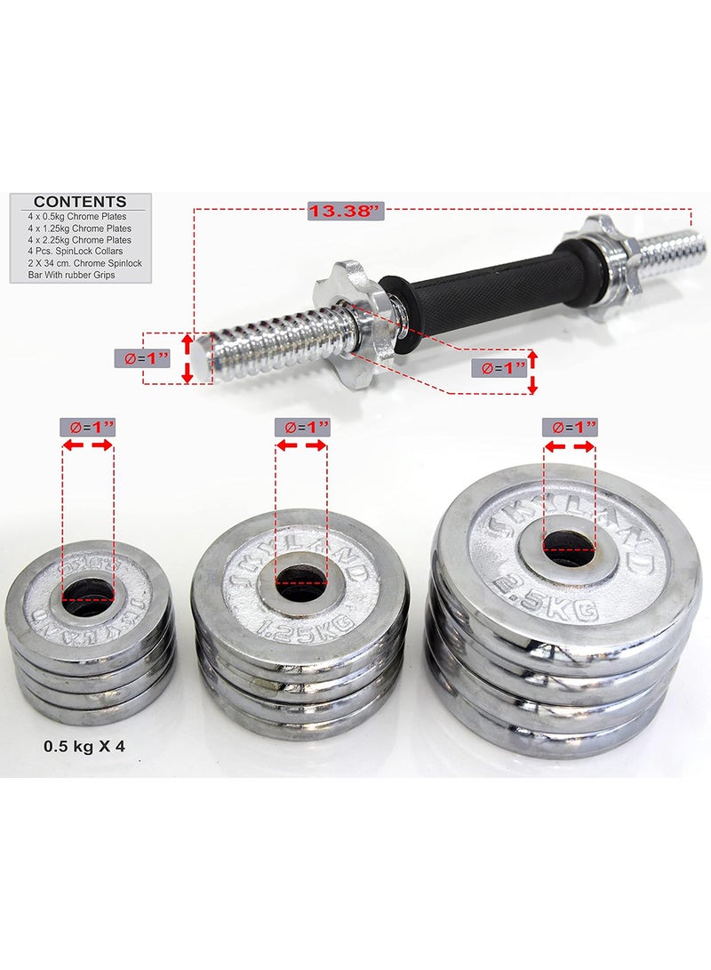 18-Piece Dumbell Set With Case 20kg