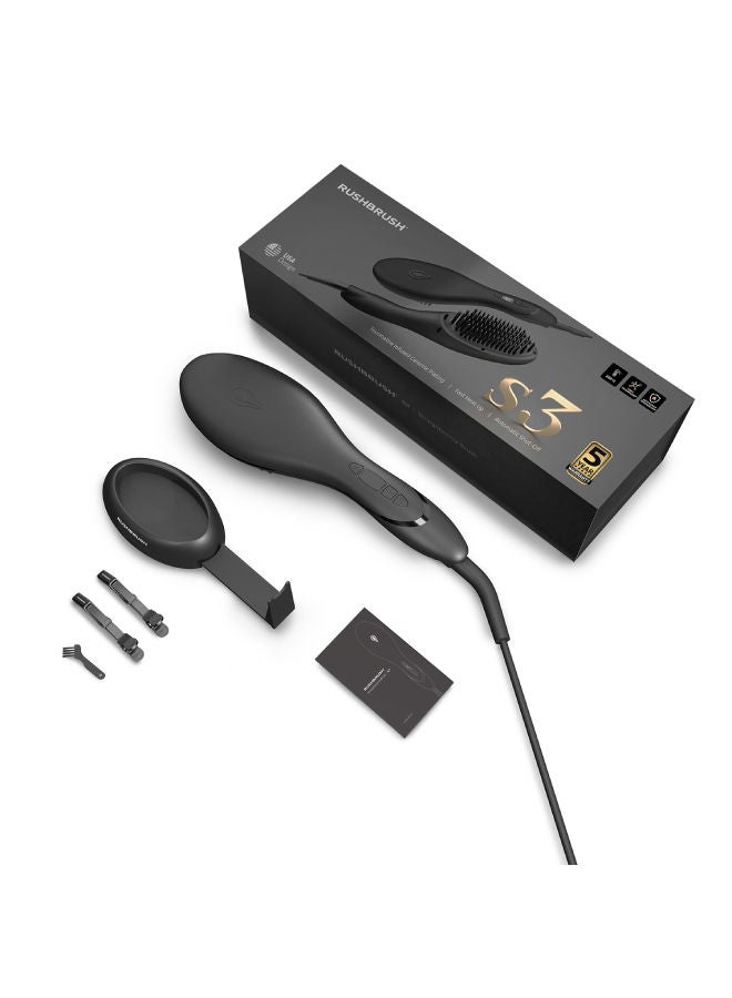 Rush Brush - S3 Straightener Brush , Fast Heating , Shiny Effect , ionic Tec , 230°C , Tourmaline Ceramic Black - Image 1