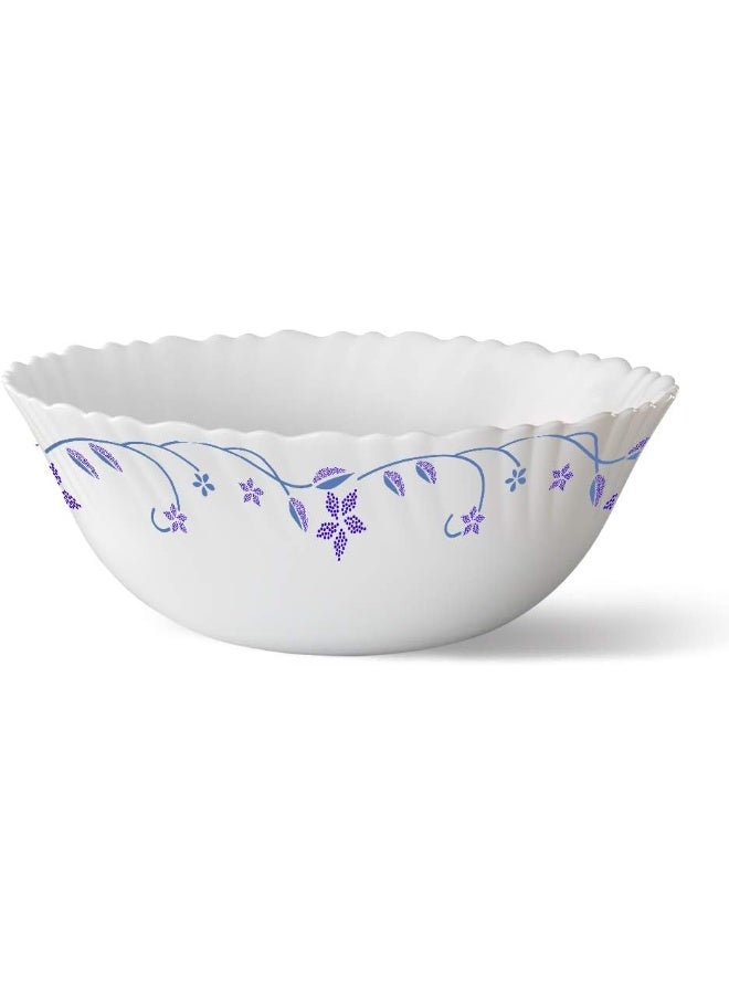 Borosil Larah Fluted Flora Opal Serving Bowl white 20cm - Image 1