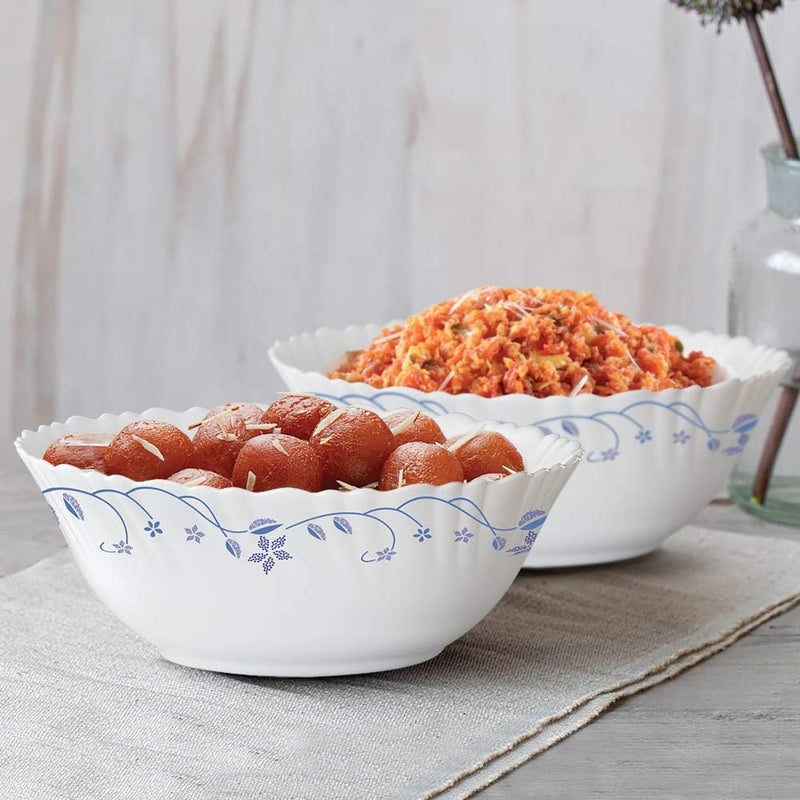 Borosil Larah Fluted Flora Opal Serving Bowl white 20cm - Image 2