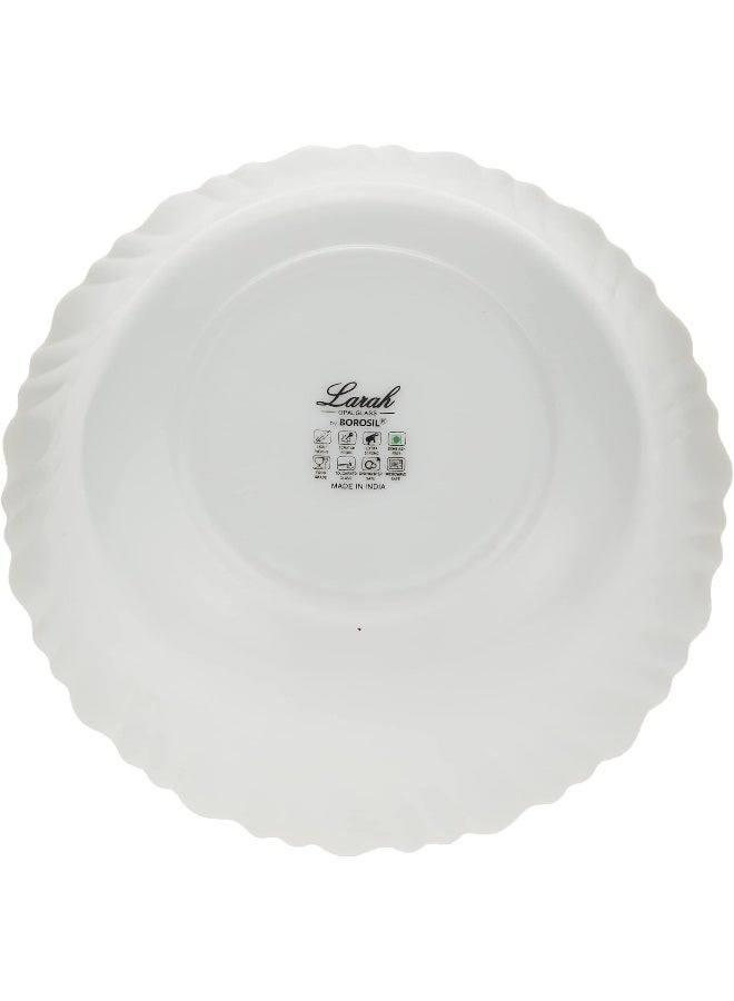 Borosil Larah Fluted White Opal Serving Bowl 8inch(20 cm), White, 1 PC white 20cm - Image 3