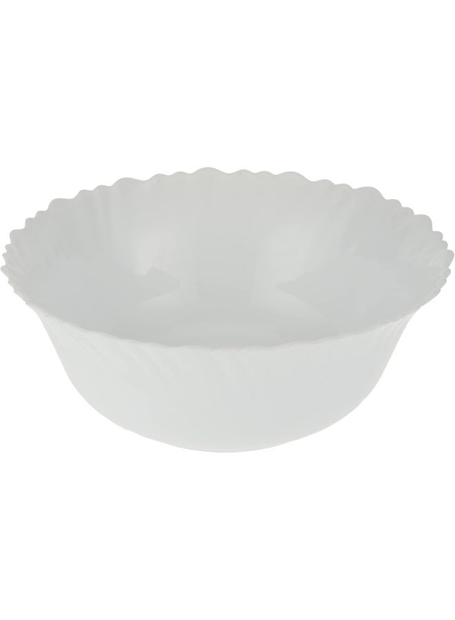 Borosil Larah Fluted White Opal Serving Bowl 8inch(20 cm), White, 1 PC white 20cm - Image 1