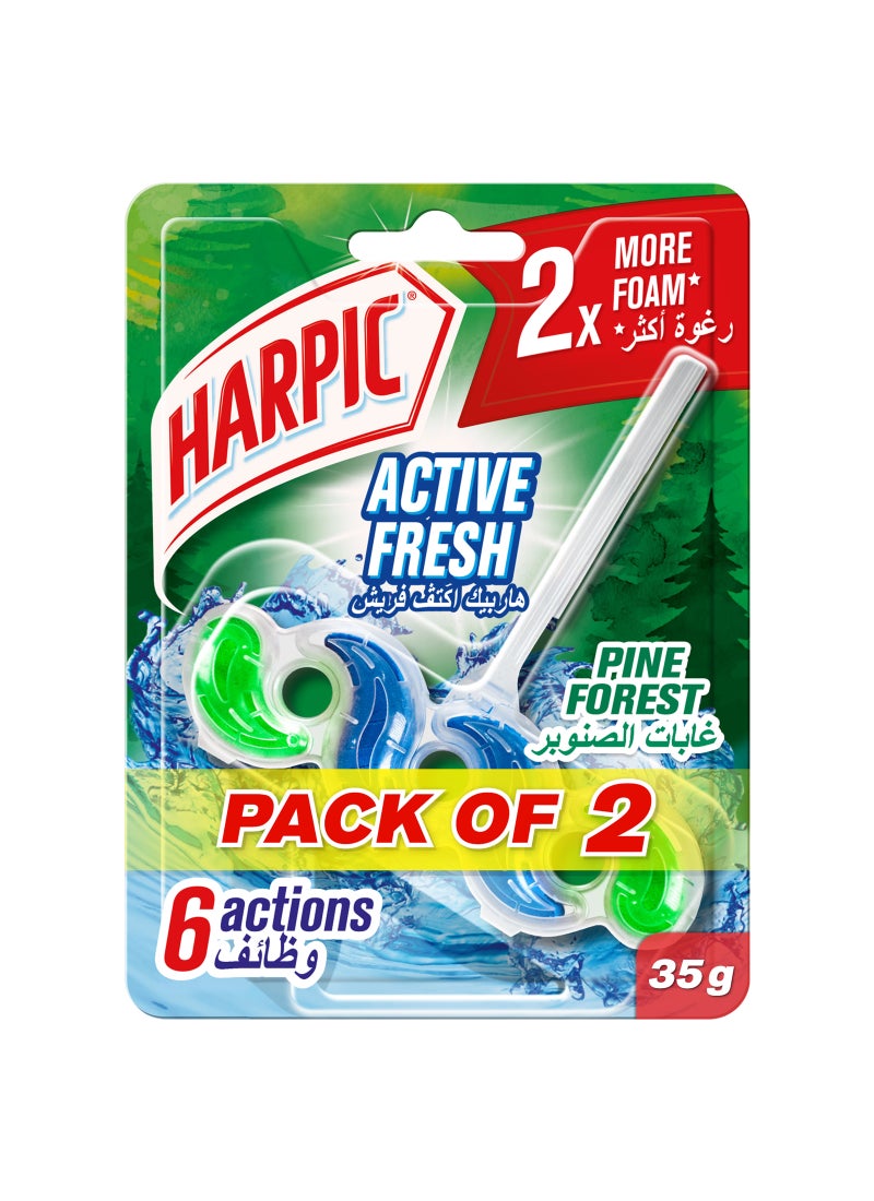 Harpic 2-Piece Pine Forest Toilet Blocks Multicolour 35grams - Image 1