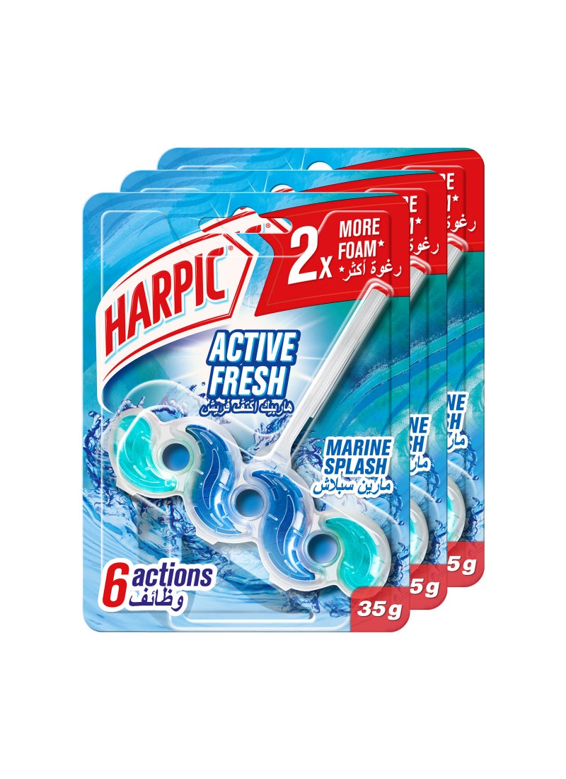 Active Fresh Toilet Block Marine Splash Pack Of 3 Multicolour 35grams
