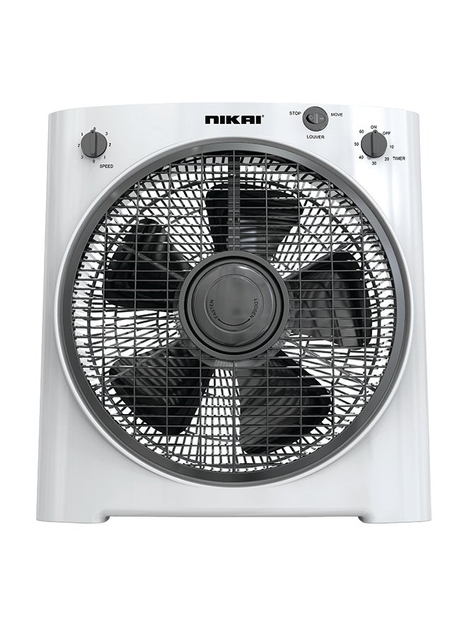 NIKAI - 12” Box Fan With Timer, 5 PP Blades, 3 Speeds, Rotating Grill, 60-Min Timer, Energy-Efficient, Child Safe Personal Desk Fan, Ideal For Office, And Home NF755N2 Grey - Image 1