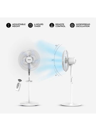 16 Inch Pedestal Fan With Remote And Timer, T" Class Motor, High-Performance Copper Motor, 7.5 Hours Timer, Wide Oscillation, 3 Speeds, Energy-Efficient, For Home And Office 45 W NPF1634RT White - pnsku/N42982620A/45/_/1710771057/12cb7cf4-9e39-42ef-89df-efc8bc7a3cec