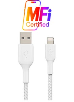 Braided Lightning Cable (Boost Charge Lightning to USB Cable for iPhone, iPad, AirPods) MFi-Certified iPhone Charging Cable, Braided Lightning Cable 2m White - pnsku/N42982633A/45/_/1738233128/ac31f131-2596-4230-8ae6-022b6d04dec2