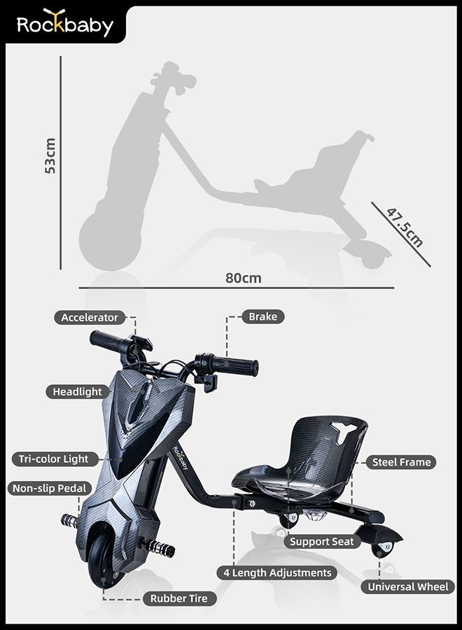 Rockbaby Mini 36V High-Power 360°Children/Adult Electric Drifting Scooter-Adjustable With Bluetooth And Protective Gear 68.5x54x21cm  - Image 5