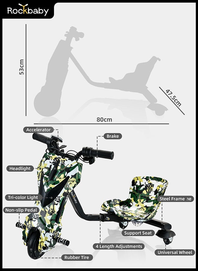 Rockbaby Mini 36V High-Power 360°Children/Adult Electric Drifting Scooter-Adjustable With Bluetooth And Protective Gear 57x44x21cm 57x44x21cm  - Image 5
