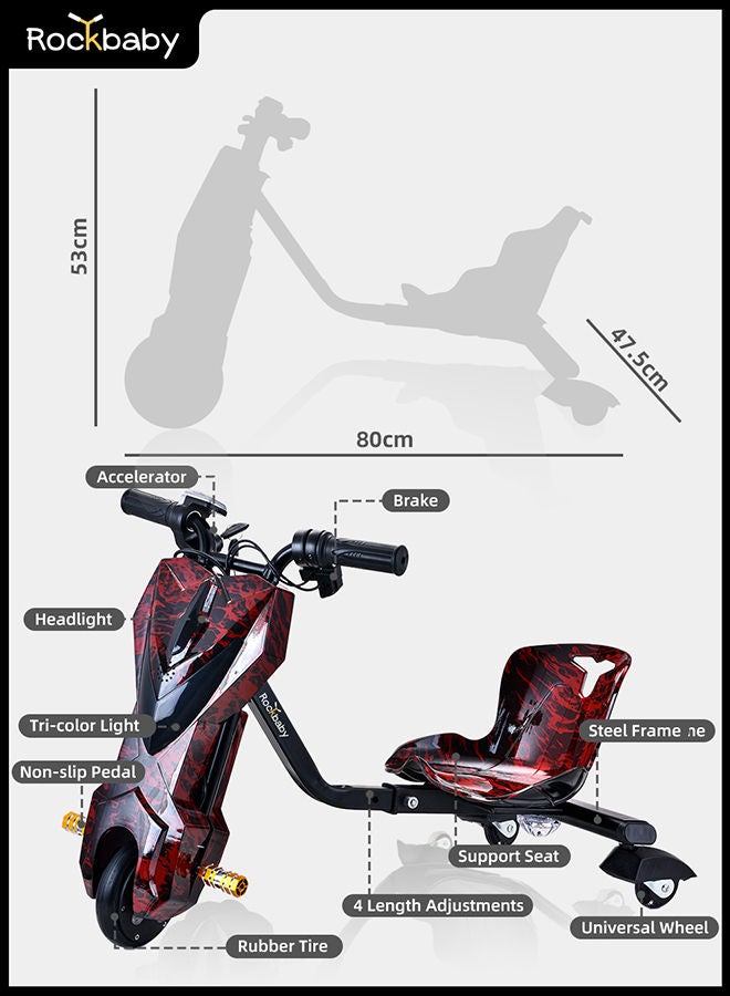 Rockbaby Mini 36V High-Power 360°Children/Adult Electric Drifting Scooter-Adjustable With Bluetooth And Protective Gear 57x44x21cm 57x44x21cm  - Image 5