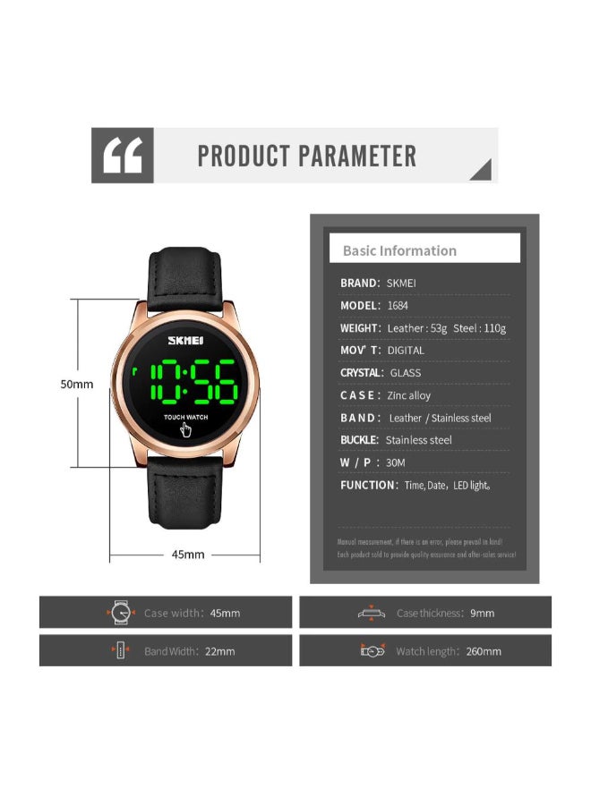 SKMEI Men's 1684 Led Touch 30m Digital Metal Stainless Steel Watch - Image 4