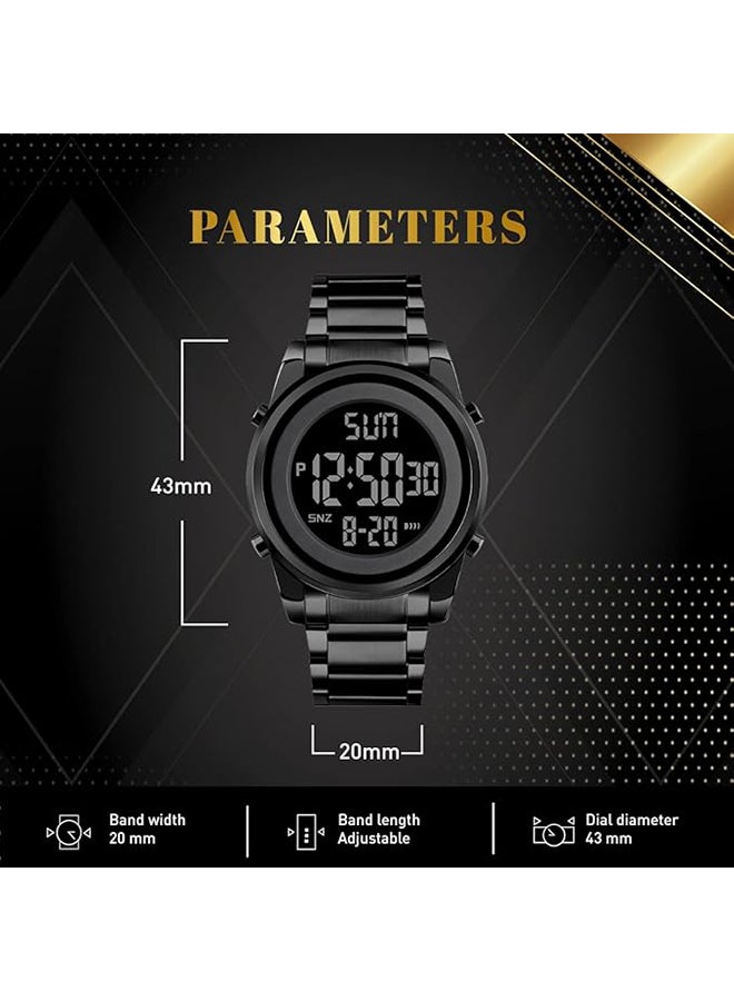 SKMEI Men's 1611 Alloy Fashion Digital Watch - 43 mm - Black - Image 4